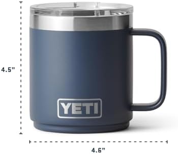 YETI Rambler 10 oz Ceramic Lined Stackable Mug, Vacuum Insulated, Stainless Steel with MagSlider Lid, Navy