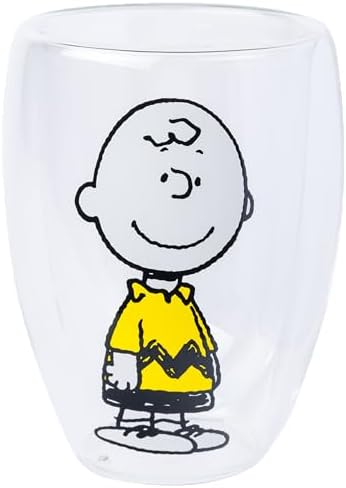 Silver Buffalo Peanuts Snoopy, 2 Pack Double Walled Glass Set, 12.5oz