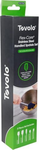Tovolo Stainless Steel Handled Silicone Spatula Set of 5 Deep Indigo, Dishwasher Safe Kitchen Spatula Set for Cooking Baking, Non Toxic BPA Free Silicone Spatula set with Metal Steel Handle