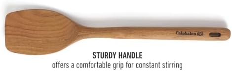 Calphalon Prime Solid Turner, 13-Inch Teak Wood Kitchen Spatula, Wooden Flipping Turner for Nonstick Cookware, Heat-Resistant Moisture-Resistant Cooking Tool