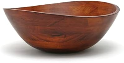 Lipper International Rubberwood Wavy Rim Bowl with Cherry Finish for Fruits, Salads, or Popcorn, Large, 13" x 12.5" x 5", 155.54 Fl. Oz., Single Bowl