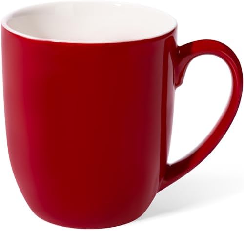 Urbanstrive 16 oz Large Coffee Mugs Ceramic Coffee Mug White Coffee Cups Tea Cups Idea Gift for Women Men House Warming Gifts New Home Office (1, Red)