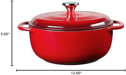 Lodge Essential Enamel Cast Iron Dutch Oven, 4.5 Quart, Island Spice Red