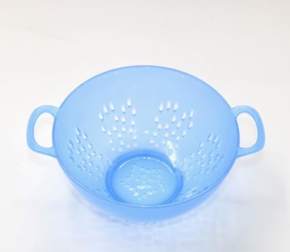 Heavy Duty 6 Inch Mini Food Colander, Dishwasher Safe with Double Handles for Fruit Vegetable BPA Free (Transparent blue)