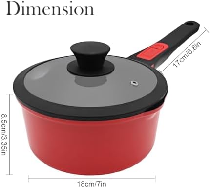 2 Qt Saucepan with Lid, Non Stick Sauce Pan with Lid, Milk Pot & Sauce Pot & Small Saucepan with Pour Spout, Detachable Handle Milk Pan, Mini Cooking Pot Induction Compatible, Oven Safe