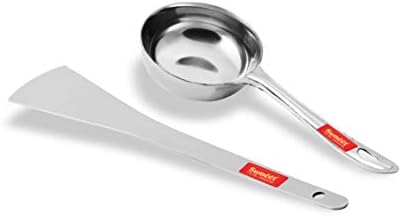 Sumeet Stainless Steel Perfect Dosa Making Spoon/Ladle Set of 2 Pcs (1 Turner, 1 Short Pour Ladle with Flat Base)