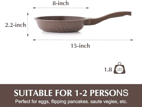 SENSARTE Nonstick Frying Pan Skillet, Non Stick Omelette Pan, Healthy Stone Cookware Chef's Pan PFOA Free, Toffee Brown (8 Inch)