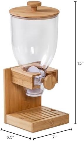 ZevrO Honey-Can-Do Bamboo Cereal Dispenser with Airtight Lid – Countertop Dry Food Dispenser for Kitchen Organization – Eco-Friendly Cereal Container for Pantry (Pack of 3)