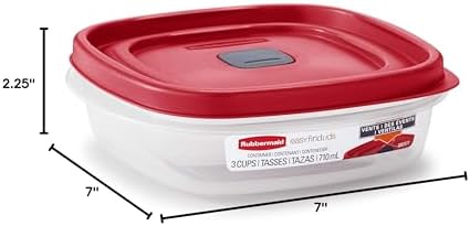 Rubbermaid 2030328 Easy Find Vented Lid Food Storage Container, 3-Cup (4)