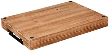3Pcs Nested Vintage Wood Serving Tray Set, Coffee Table Ottoman Decor Trays