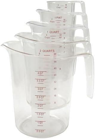 Winco 1 qt Clear 5 Piece Plastic Measuring Cup Set