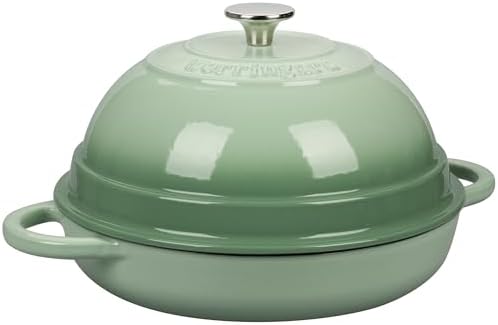 VORRINGARD Cast Iron Enameled Dutch Oven Pot with Lid for Bread Baking, Bread Oven, 6 Quart, Green