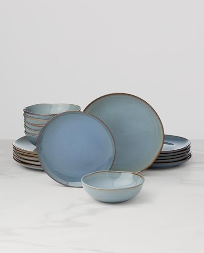 Oneida Organic Shades Blue Stoneware 18-Piece Dinnerware Set for 6