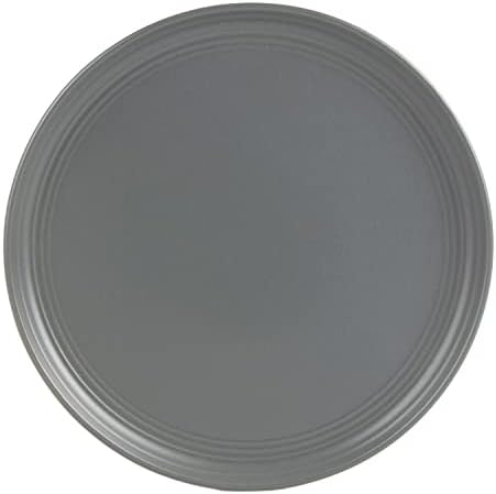 Double Line 10.5" Dinner Plate, Set of 6, Matte Gray