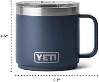 YETI Rambler 14 oz Ceramic Lined Stackable Mug, Rescue Red