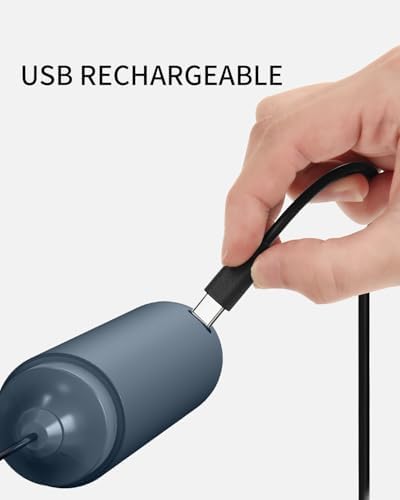 CIRCLE JOY Rechargeable Milk Frother Handheld, Dual Ring Electric Coffee Frother, Portable Hand Frother Wand Drink Mixer for Matcha Lattes Cappuccino, Kitchen Gifts, Blue