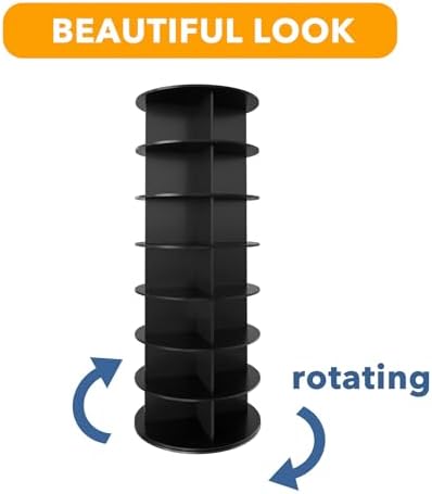 SpaceAid 7 Tier Rotating Shoe Rack Tower, Spinning Shoe Display Lazy Susan, Revolving 360 Shoe Rack Storage Round Carousel, Vertical Handbag Rotate Shoes Closet Organization (7-Tier Black)