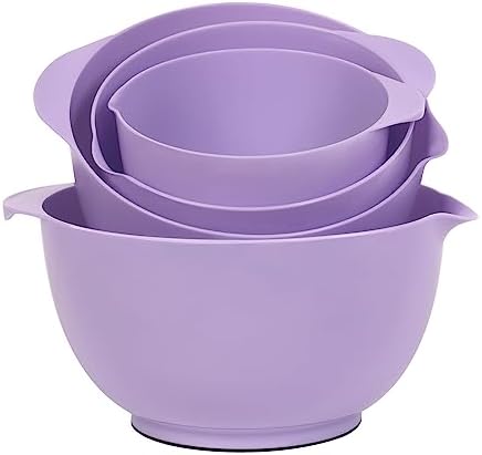 BoxedHome Mixing Bowls Set of 4, BPA Free Plastic,Microwave Safe, Purple