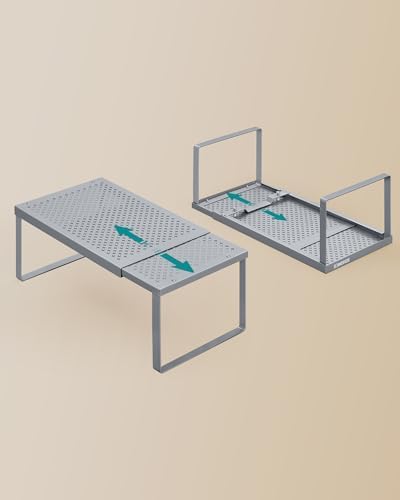 SONGMICS Spice Rack, Expandable Kitchen Countertop Shelf, Steel, Set of 2