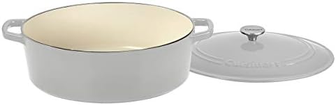Cuisinart Chef's Classic Enameled Cast Iron Dutch Oven with Lid, Porcelain Enameled Interior, Oven Safe, Induction Compatible, 7-Quart, Oval, Cool Grey