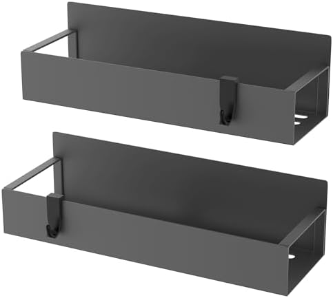 HuggieGems Metal Magnetic Spice Rack for Refrigerator Dark Gray, 2 Pack