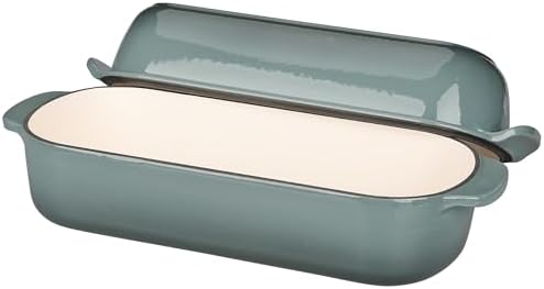 EDGING CASTING Enameled Cast Iron Loaf Pan with Lid, Bread pan, Dutch Oven Bread pan for Homemade Sourdough Bread Baking, 12.5x5.5 inch, 5qt, Slateblue