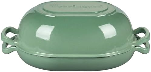 VORRINGARD Enameled Cast Iron Sourdough Bread Oven, Dutch Oven, Loaf Cast Iron Bread Pan for Homemade Bread Baking, Meatloaf Pan with Lid, 7QT, Sage Green