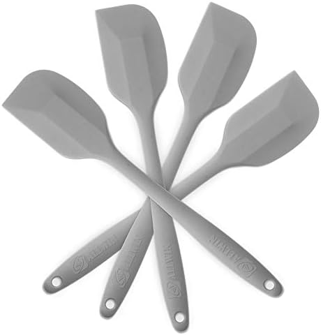 4-Piece Silicone Spatula Set with Stainless Steel Core, Gray