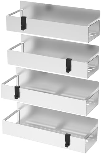 HuggieGems Metal Magnetic Spice Rack for Refrigerator Silver, 4 Pack