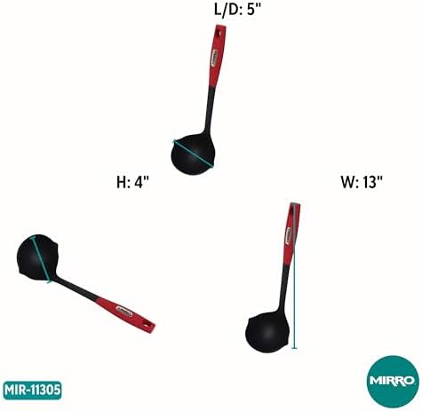 MIRRO 8 Oz XL Canning Ladle for Cooking, Black with Red Handle