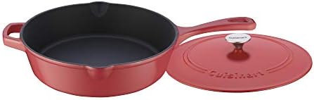 Cuisinart Chef's Classic Enameled Cast Iron Dutch Oven with Lid, Porcelain Enameled Interior, Oven Safe, Induction Compatible, 12-Inch, Chicken Fryer, Peony Pink