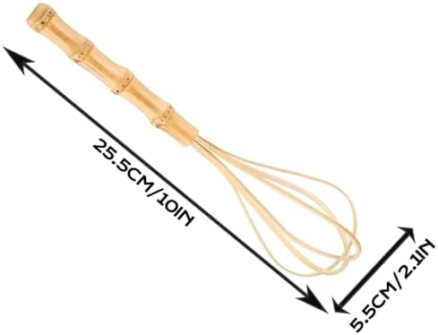 Handmade Bamboo Whisk, 10 Inch Uncoated Wooden Whisk for Cooking