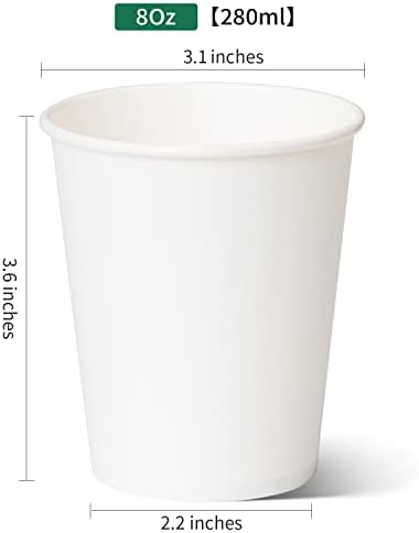 RACETOP 8 oz Disposable Paper Coffee Cups, 300 Pack