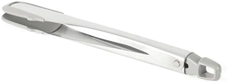 Calphalon Prime Kitchen Tongs, Kitchen Clamp Tongs, Grilling Tongs, 12-Inch Stainless Steel Tongs with Taupe Silicone Head High-Heat Resistant Locking, Ergonomic Balanced Control