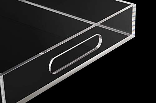 Clear Sturdy Acrylic Serving Tray with Handles-10x15Inch-Serving Coffee,Appetizer,Breakfast,Butler-Kitchen Countertop Tray-Makeup Drawer Organizer-Vanity Table Tray-Ottoman Tray-Decorative Tray