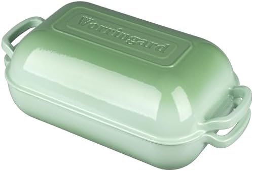 VORRINGARD Large Cast Iron Dutch Oven Dome Pot with Lid, Enameled Bread Oven, Bread Pan for Homemade Sourdough Bread Baking, 6QT, Green
