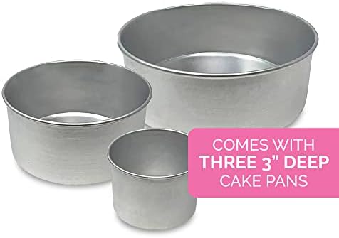 Aunt Shannon's Kitchen Tall Round Cake Pans - 4-inch, 6-inch, 8-inch Cake Pan Set for 3-Tiered Cake - Aluminum Cake Pans Sets for Baking Wedding or Birthday Cakes and More