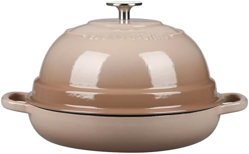 EDGING CASTING Enameled Cast Iron Dutch Oven Pot with Lid, Round Bread Oven for Homemade Sourdough Bread Baking, 6 Quart, Mocha