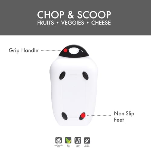 Dexas Chop & Scoop Cutting Board with Non-Slip Feet, 6.5 x 10.5 Inch, BPA-Free Dishwasher Safe Kitchen Prep Board, White and Black