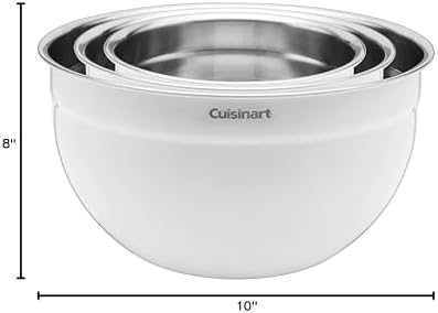 Cuisinart CTG-00-SMBW White Painted Stainless Steel Mixing Bowls with Lids, Set of 3