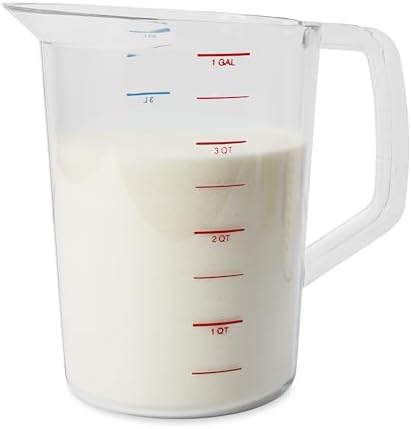 Rubbermaid Commercial Products Bouncer Clear Measuring Cup, 16-Cup/4-Quart, Clear, Strong Food Grade, Easy Read for Liquid/Dry Ingredients, for Home/Professional Kitchen