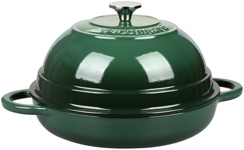 VORRINGARD Cast Iron Enameled Dutch Oven Pot with Lid for Bread Baking, Bread Oven, 6 Quart, Dark Green