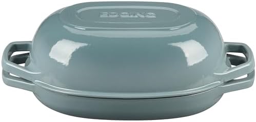 EDGING CASTING Enameled Cast Iron Oval Dutch Oven Pot with Lid, Dutch Oven for Sourdough Bread Baking, Bread Oven, Bread Dutch Oven, Oval Bread Pan, 5qt, Seasalt
