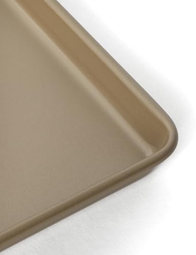 Martha Stewart Gallen 13 x 9 Inch Nonstick Carbon Steel Cookie Sheet - Champagne Durable Baking Pan for Cookies, Brownies & Roasting