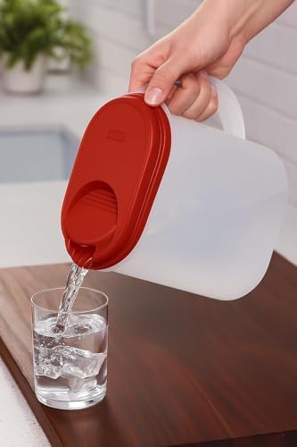 2-Pack Water Pitcher with Lid & Pivot Top Spout 1 Gallon Pitcher - Red