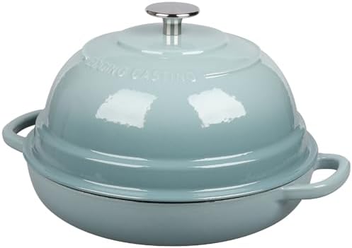 EDGING CASTING Enameled Cast Iron Dutch Oven Pot with Lid, Round Bread Oven for Homemade Sourdough Bread Baking, 6 Quart, Seasalt
