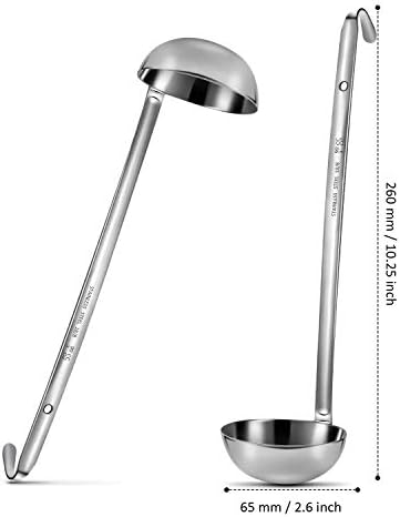 Meekoo 3 Pcs Stainless Steel Ladles Soup with Long Handle, 3oz
