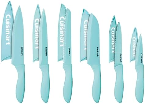 Cuisinart 12-Piece Kitchen Knife Set, Advantage Color Collection with Blade Guards, (Aqua)