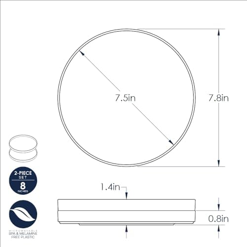Nordic Ware 8-Inch Lunch Plate, Set of 2, White, Microwave Safe Polypropylene