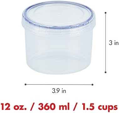 LocknLock Easy Essentials Twist Food Storage lids/Airtight containers, BPA Free, Short-12 oz-for Coffee, Clear